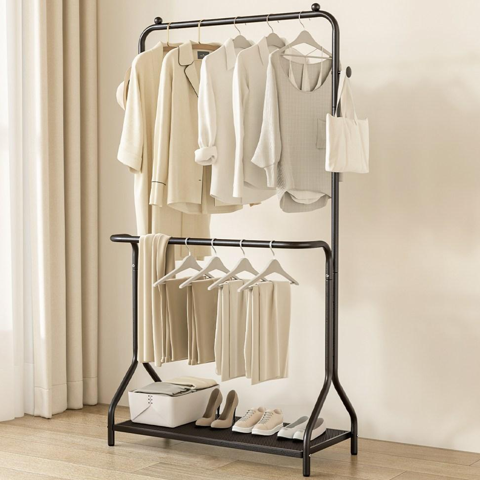 라보토리 철재 이동식2단 스탠드 행거, 블랙 37,900원