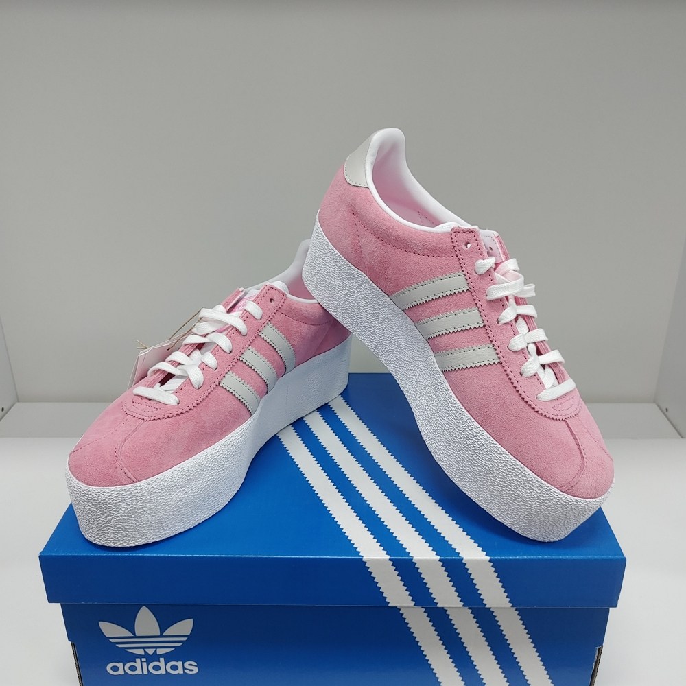 아디다스 여성 키높이 통굽 스니커즈 단화 가젤 업 핑크 화이트 데일리 패션운동화 adidas GAZELLE UP 스터드레이스 신발끈 제공 59,000원