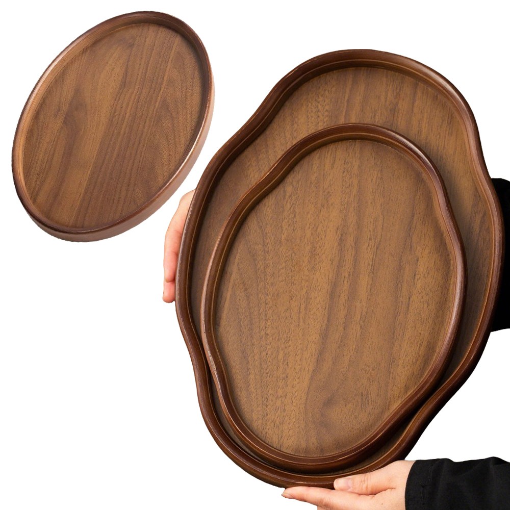 NUTRIVIO 나무트레이 호두원목 불규칙 대나무쟁반 액세서리쟁반 과일 카페트레이 혼밥 1인 우드트레이, 1개, 타원형 22,800원