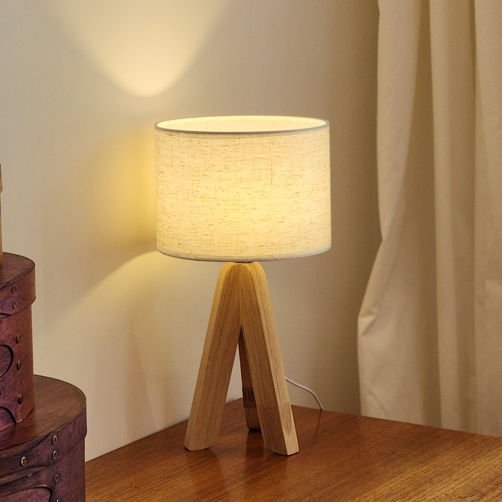 도르리 북유럽 플리츠 램프 갓 원목 LED 무드등 스탠드, 1개 25,900원