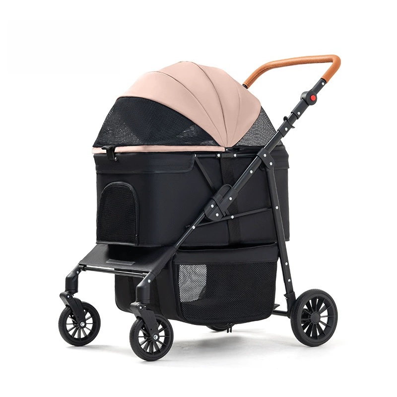 WIRQO 2025최신 강아지 유모차 애견유모차 핸들 4단계조절가능 강아지유모차 분리형 프리미엄 소형견 중형견 접이식 개모차, 퍼플 110,920원