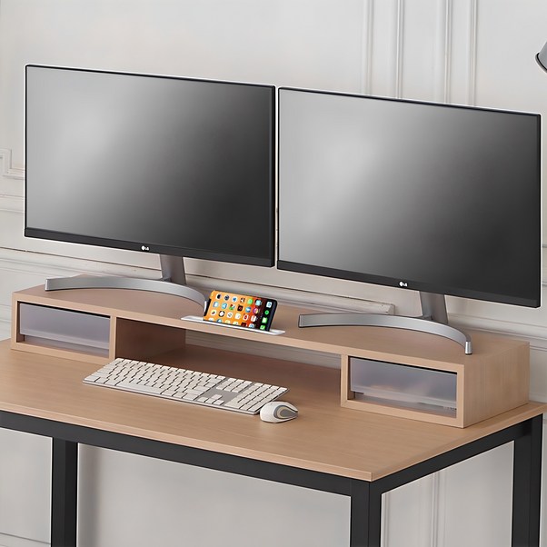 우드웰 스토리 서랍형 듀얼 모니터 받침대 MT-01 40,000원
