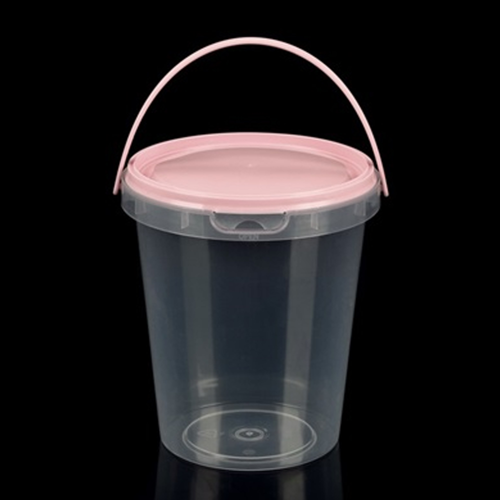 투명 원형 손잡이 잠금 내열용기 1L 100개 세트 (핑크) 74,130원