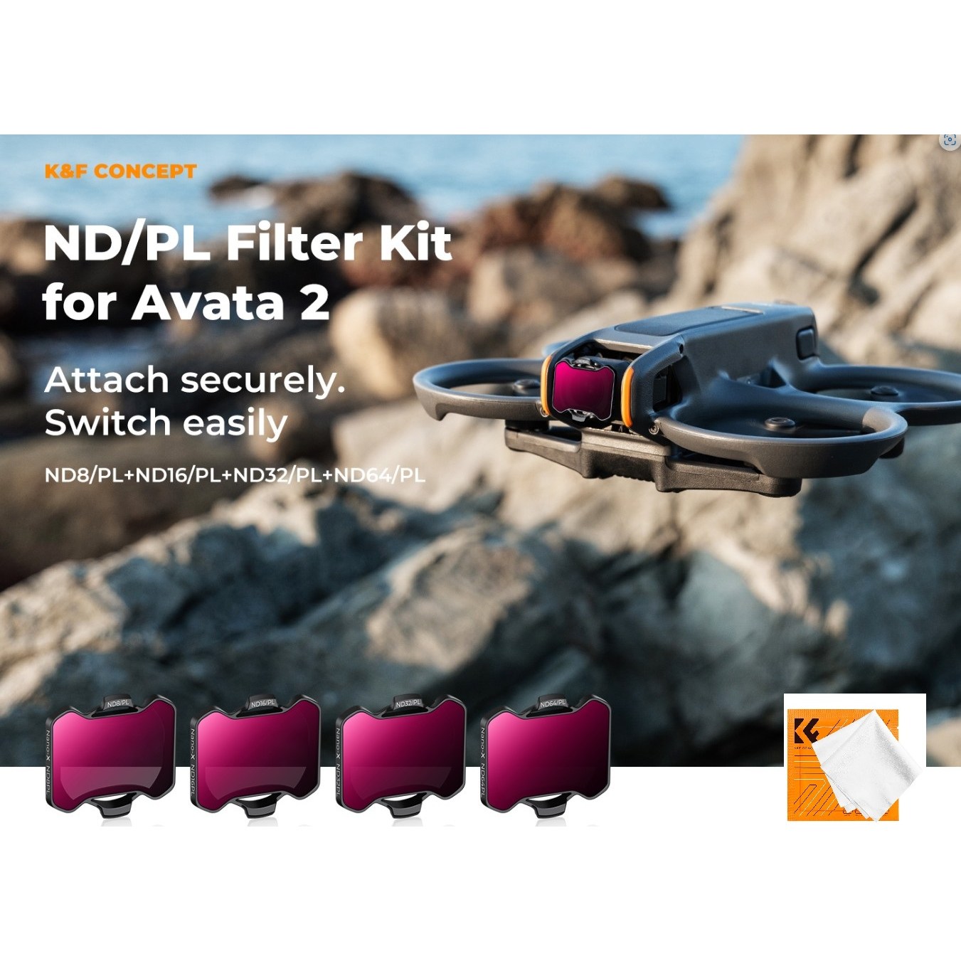 K&F Concept NANO-X DJI 아바타 2 드론용 2-in-1필터 키트 (ND8PL/ND16PL/ND32PL/ND64PL) (KF01.2295) AGC Glass 44,900원