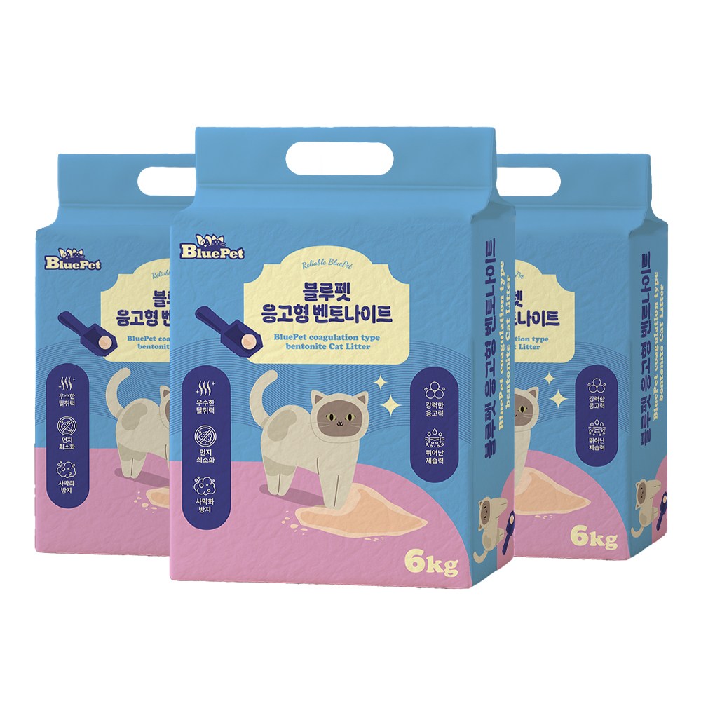 블루펫 응고형 벤토나이트 고양이모래 대용량, 무향, 1개, 18kg 16,500원