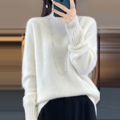 뉴욕멋쟁이 바니 터틀넥 골지포인트 울니트 여성폴라티셔츠 루즈핏니트 19,000원