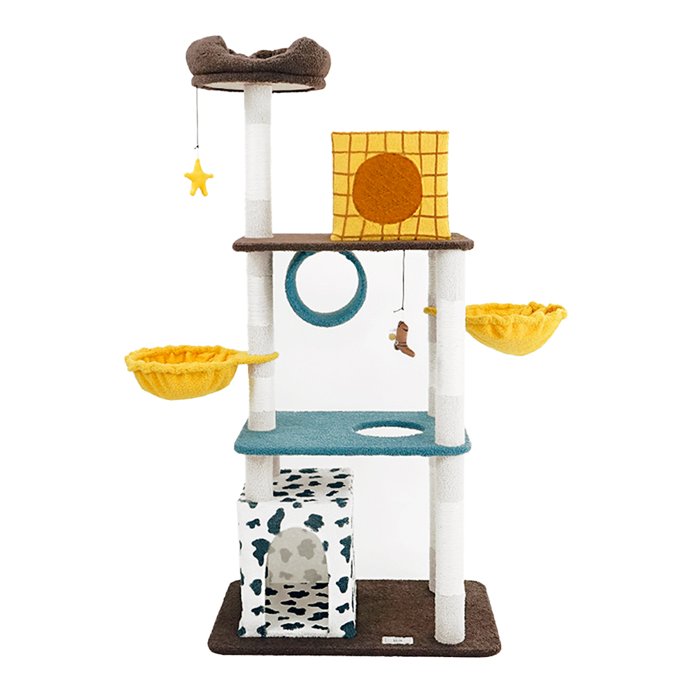 헬로망치 토이스토리 우디 캣타워 대형 DSNTSPX, 브라운 + 옐로우 + 블루, 1개 74,000원