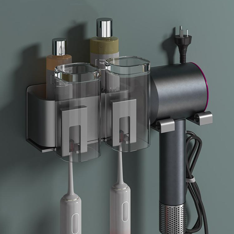 마벨인홈 고급 무타공 칫솔걸이+컵2개+드라이기 거치대 다크그레이, 다크그레이, 1세트 11,900원