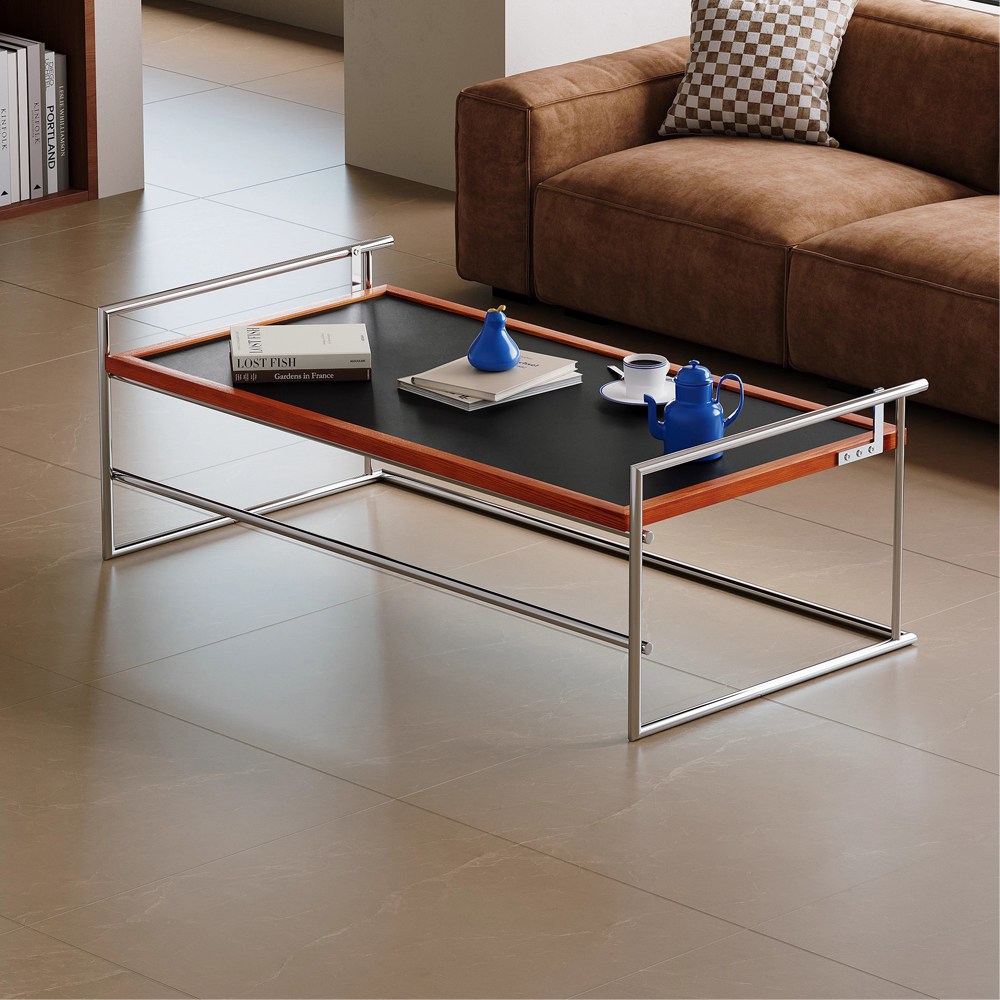 현대적인 스테인리스 원목 거실 테이블 - 높이 조절 가능한 소파 커피 테이블, 블랙 246,300원