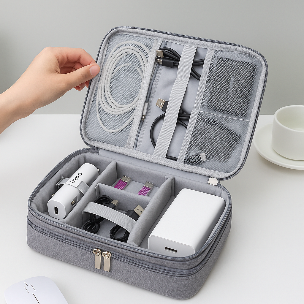 루움 휴대간편 깔끔정리 충전기 케이블 파우치, 1개, 그레이 13,000원