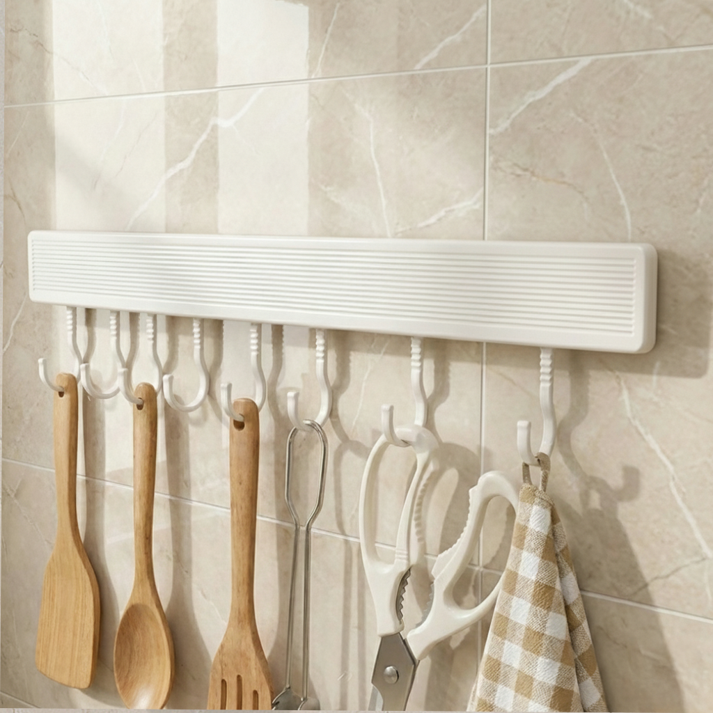 유니트리 이동식 주방 후크행거 랙 부착형 8후크, 화이트, 1개 8,600원
