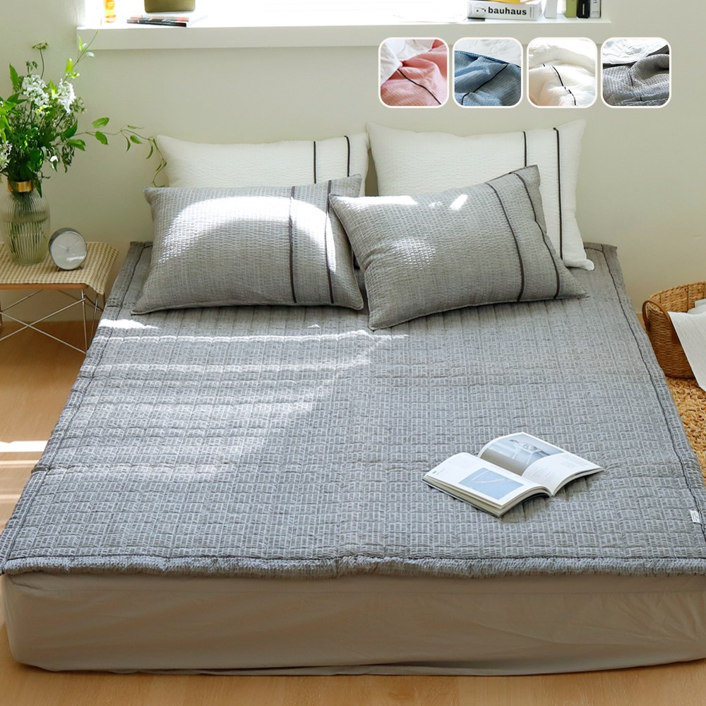 국산 여름 리빙캐슬 대나무 뱀부라인 시어서커 침대패드 30,400원