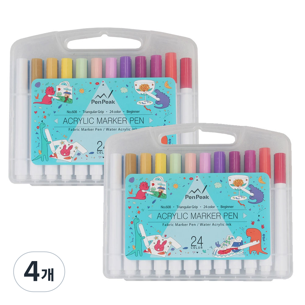 전문가용 24가지 아크릴 마커 펜 세트 DIY 그림 그리기 3D 프린터 FDM 모델 채색 브러시 펜 선명한 발색 아트 페인트+, 4개, 24색 23,800원