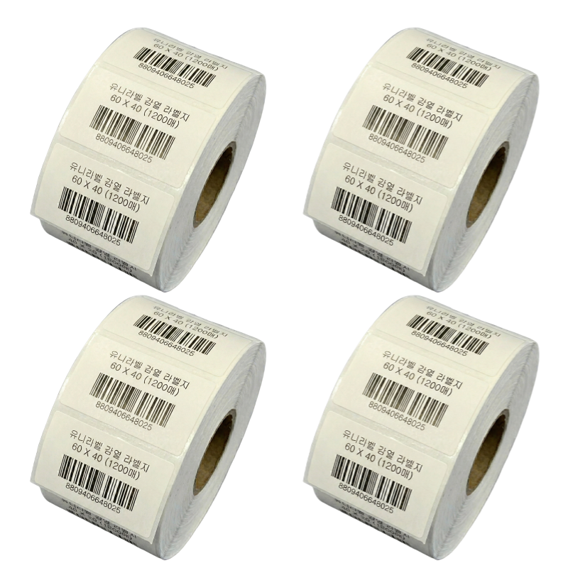 감열라벨지 가로6cm 세로4cm 1200매, 4롤 19,200원