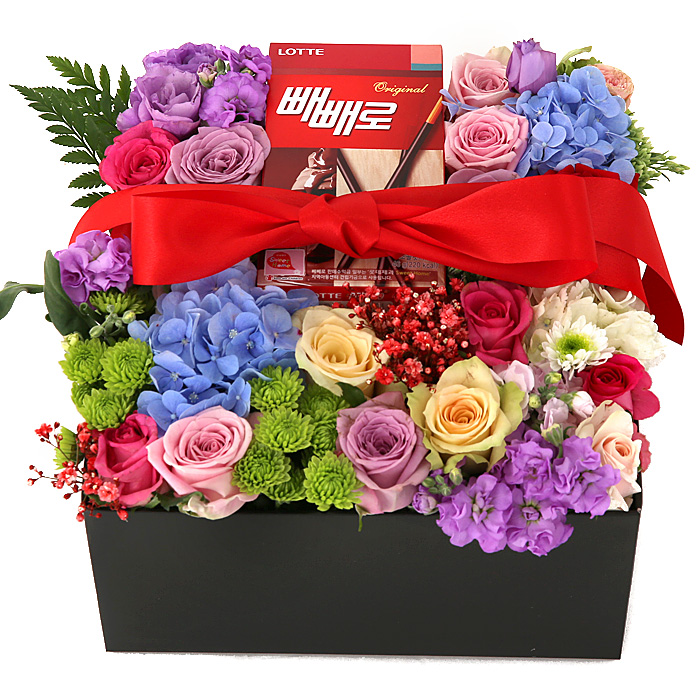 119플라워 (당일배송) 빼빼로와 사랑을 전합니다(빼빼로포함) ST-B265 꽃바구니 전국꽃배달 빼빼로데이 기념일 꽃선물 생화 꽃배달, 1개, 혼합 77,600원