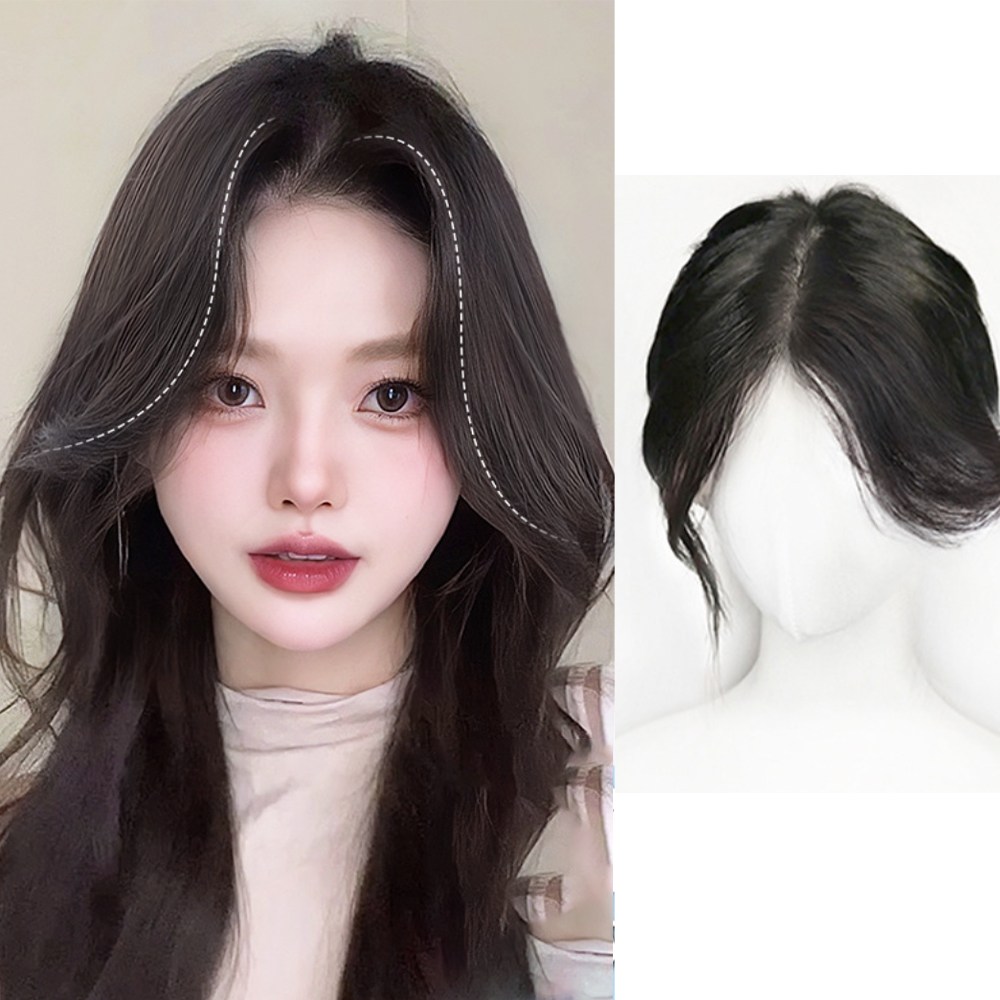 전체 인모 8cm, 리얼 헤어 가발, 인모 볼륨 헤어피스 가발, 다크브라운, 1개 70,000원