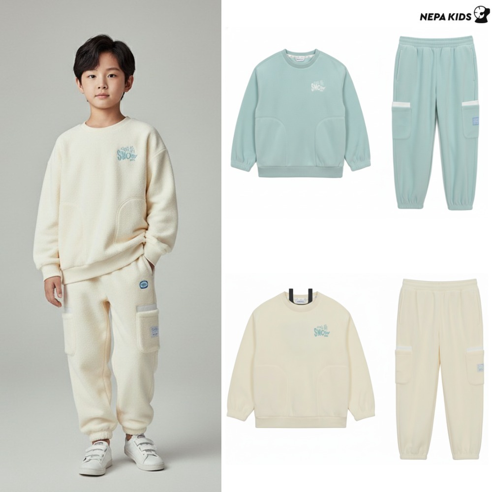 [백화점 출고] 네파키즈 상하복 세트 남아 스노우렛 쭈리 맨투맨 약기모 조거 팬츠 상하세트 64,700원
