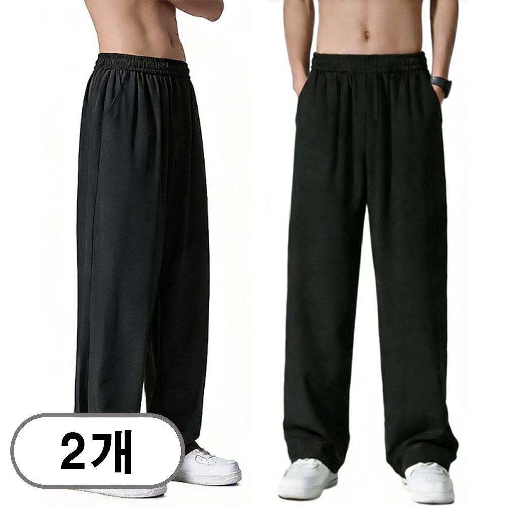 웨이차차 1+1 여름 남성 냉감바지 스판 시원한 아이스 일자 롱 팬츠 23,800원