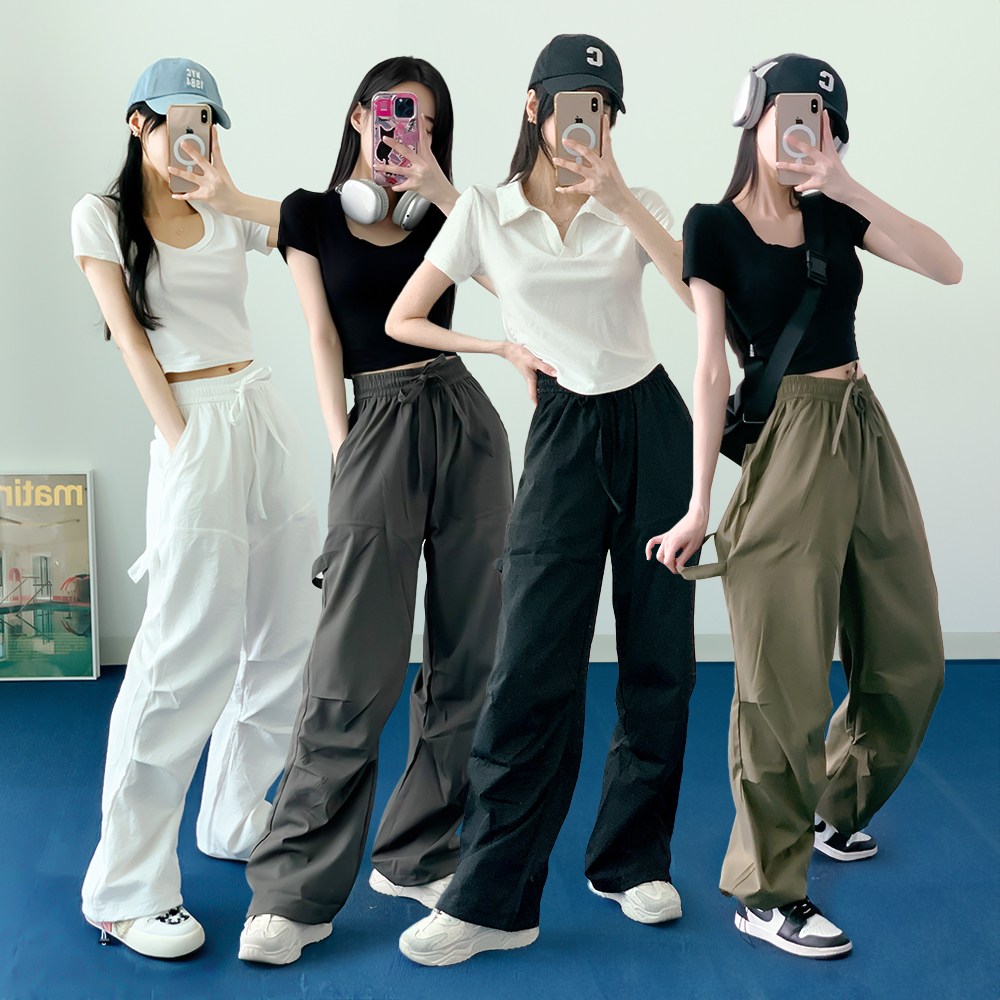 투웨이 아노락 긴바지 스트링 여름 와이드 조거 나일론 바스락 데일리팬츠 20,900원