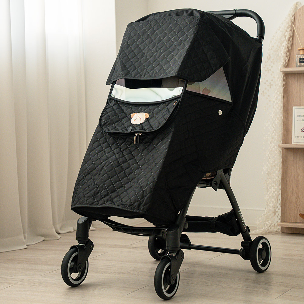 마롤로뜨 빌리지 유모차 방한커버 방풍커버 방수커버 범용 부가부 줄즈 트라이크 디럭스 절충형, 1개, 방한(패딩)커버_마뭉이(블랙) 40,000원
