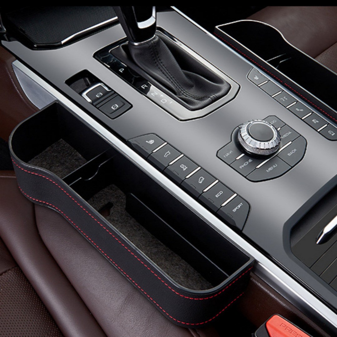 지티알 2개 운전석 조수석 차량용 시트틈새 가죽사이드포켓 수납함 정리함 컵홀더, 블랙 9,630원