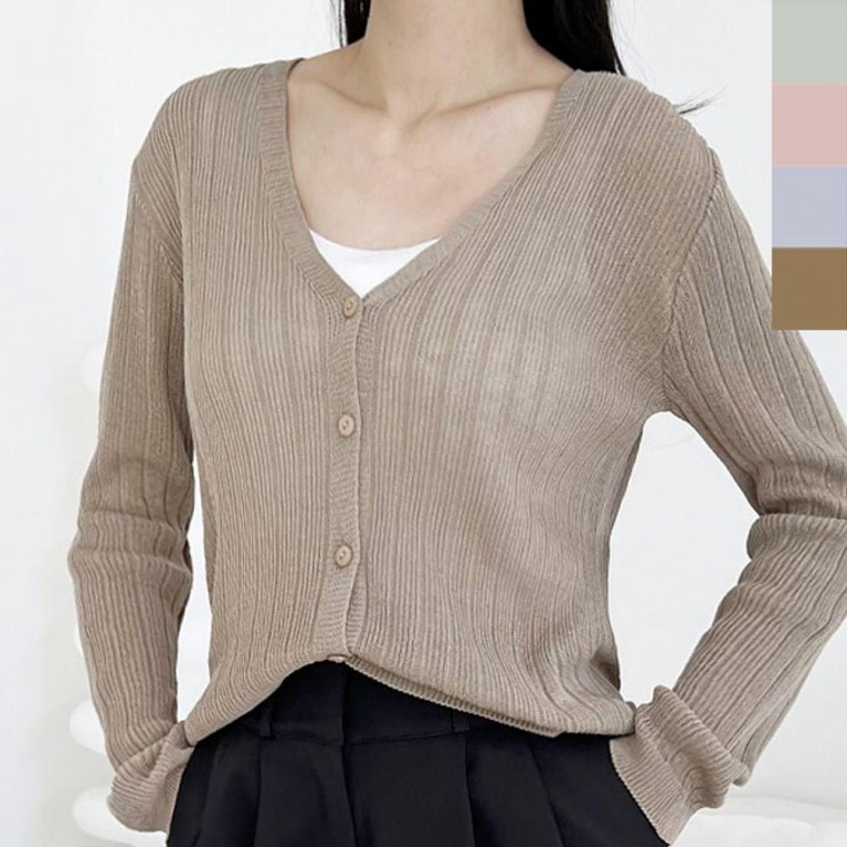 여자 봄 가을 브이넥 골지 니트 가디건 1P - 여자 간절기 여성 39,380원