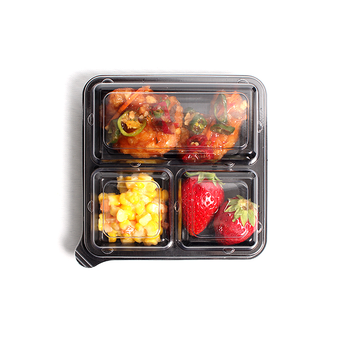 더팩컴퍼니 정사각 3칸 반찬용기 배달용기 100개, 100개, 1세트 23,270원