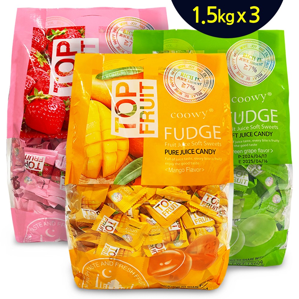 coowy 쿠위 탑젤리 대용량 딸기젤리 + 망고젤리 + 청포도젤리 1500g 61,200원