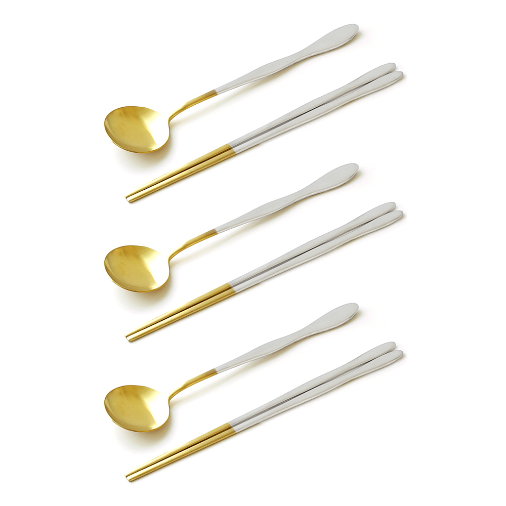 테이블아트 국산 웨이브 티타늄 투톤 수저 3벌세트, 1세트, 숟가락 3p + 젓가락 3p 28,500원