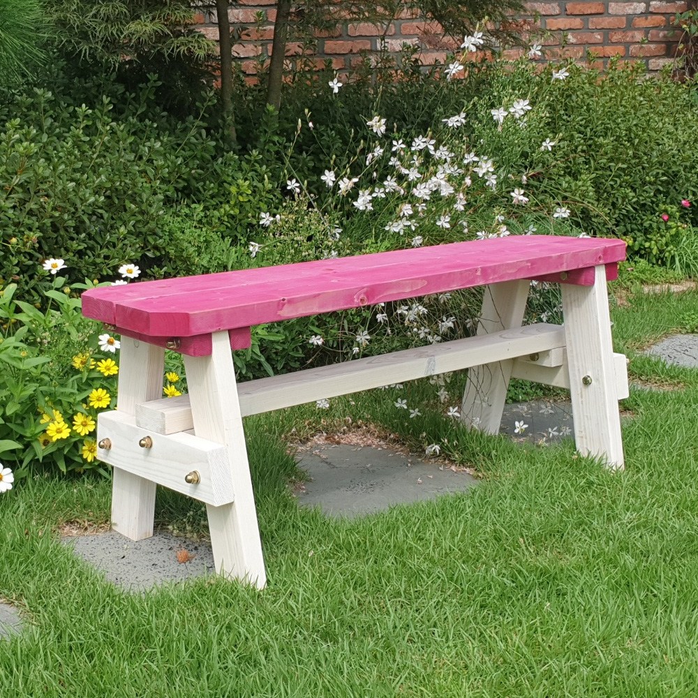 파인힐 야외 벤치 의자 야외용 공원 카페 정원 나무의자, 퍼플화이트 69,000원