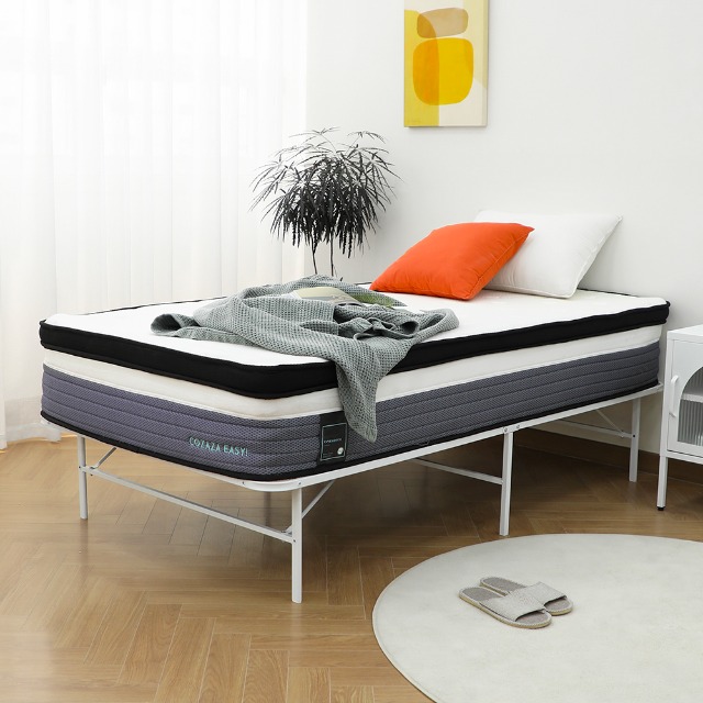 바네스데코 무헤드 철제 침대 프레임 하단 수납공간 많은 폴딩 베드 (블랙/화이트) S/SS/Q 99,000원