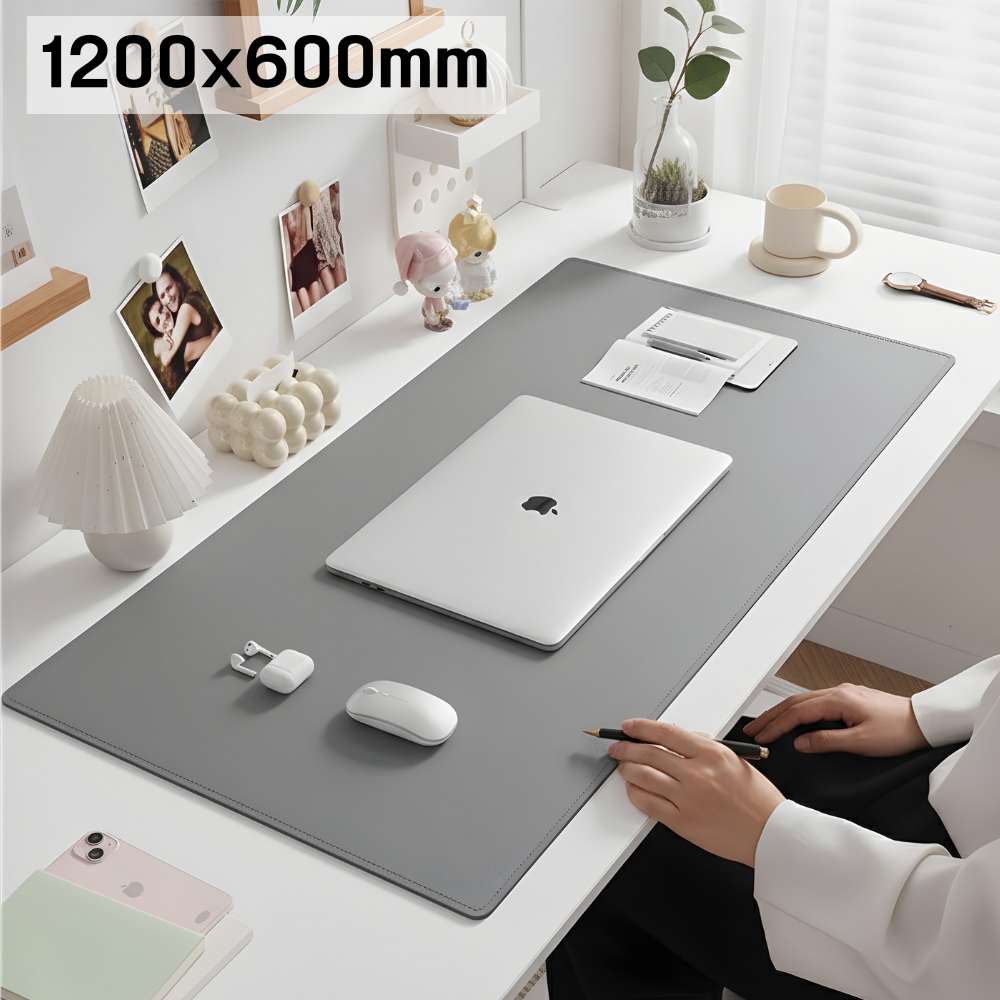 통품스토어 스티치 가죽 논슬립 데스크매트 책상 보호매트 양면 데스크 매트 장패드 마우스패드, 스티치 파스텔그레이 25,100원