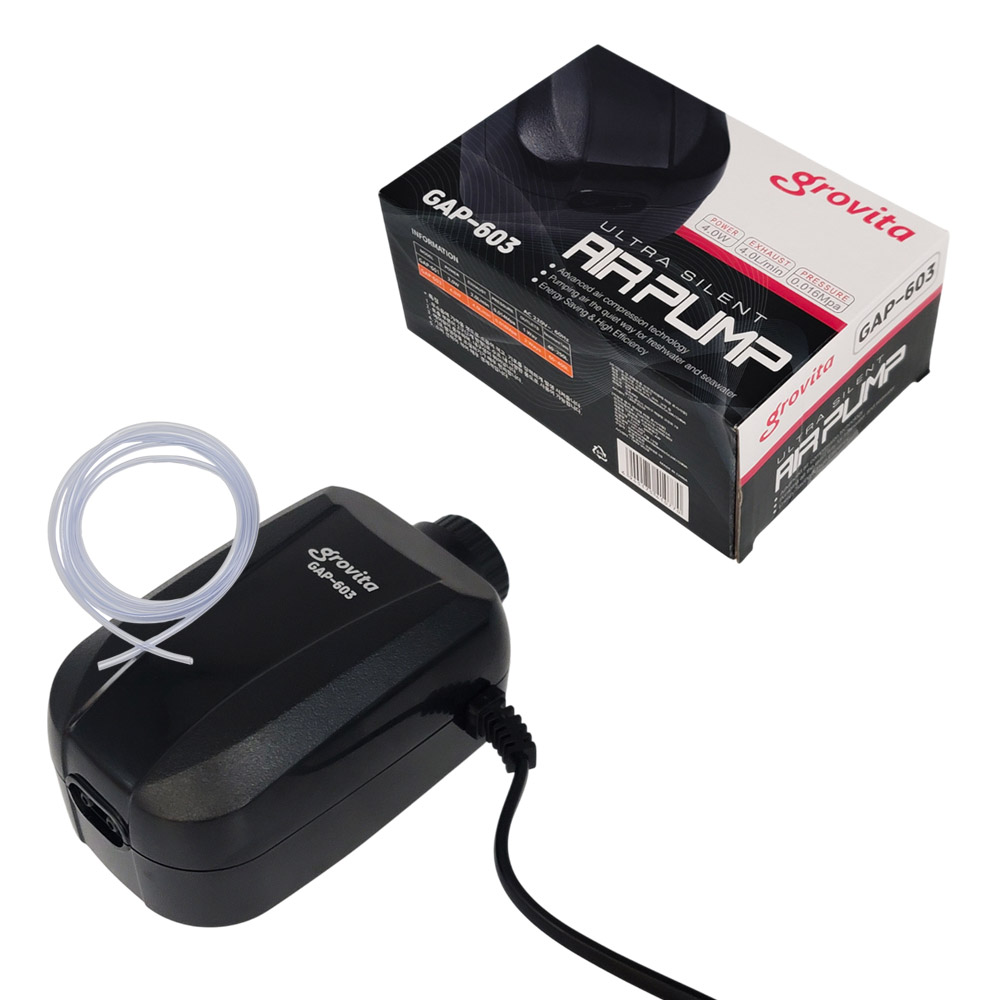 [에어호스2M포함세트] 그로비타 2구 저진동 저소음 에어펌프 GAP-603 기포발생기 산소 기포기 9,670원