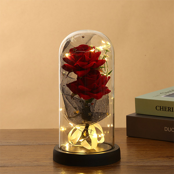 심플라인 기념일 프로포즈 장미 꽃다발 유리돔 무드등 16,100원