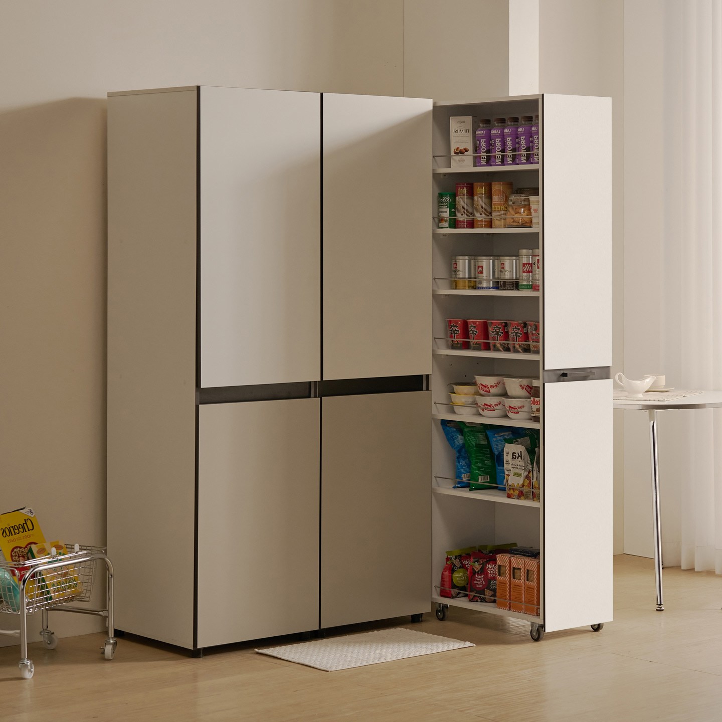 해피아이 비올레 냉장고 틈새장 틈새수납장 슬라이딩 주방수납장 비스포크 타입, 새틴화이트 113,900원