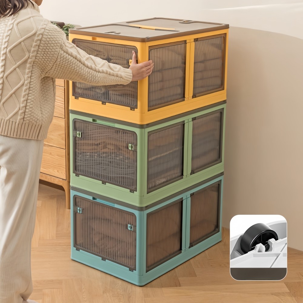 iSOJI 대용량 리빙박스 3개 세트 다용도 접이식 이동식 정리 수납장, 3개, 화이트 69,800원