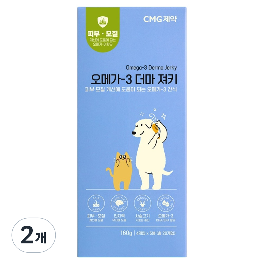 씨엠지제약 반려동물 오메가3 더마 져키 5p, 2개, 160g, 사슴고기 22,600원