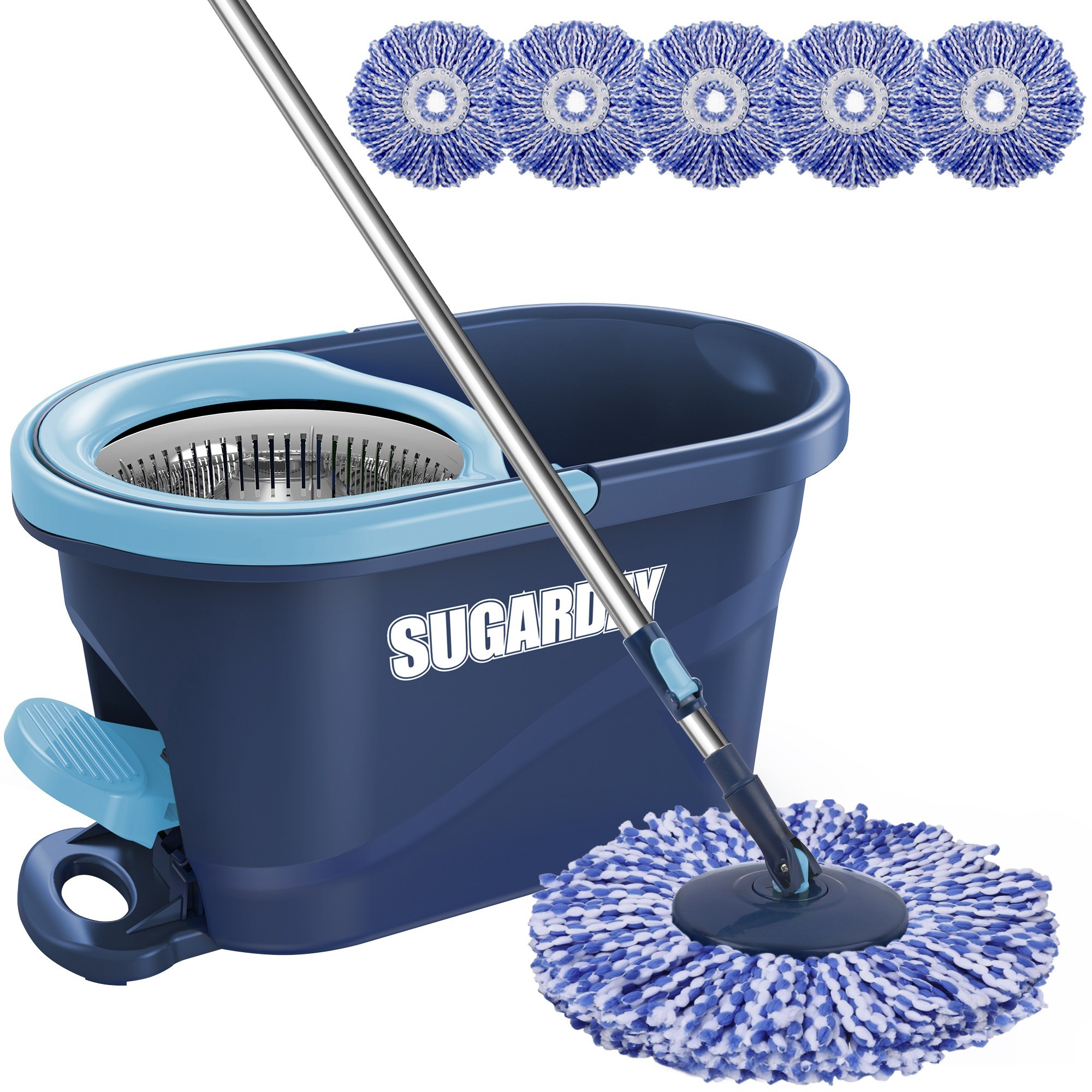 뷔이위이 밀대 물걸레 청소기 통돌이 회전 밀대걸레+탈수통+걸레 5p 38,900원