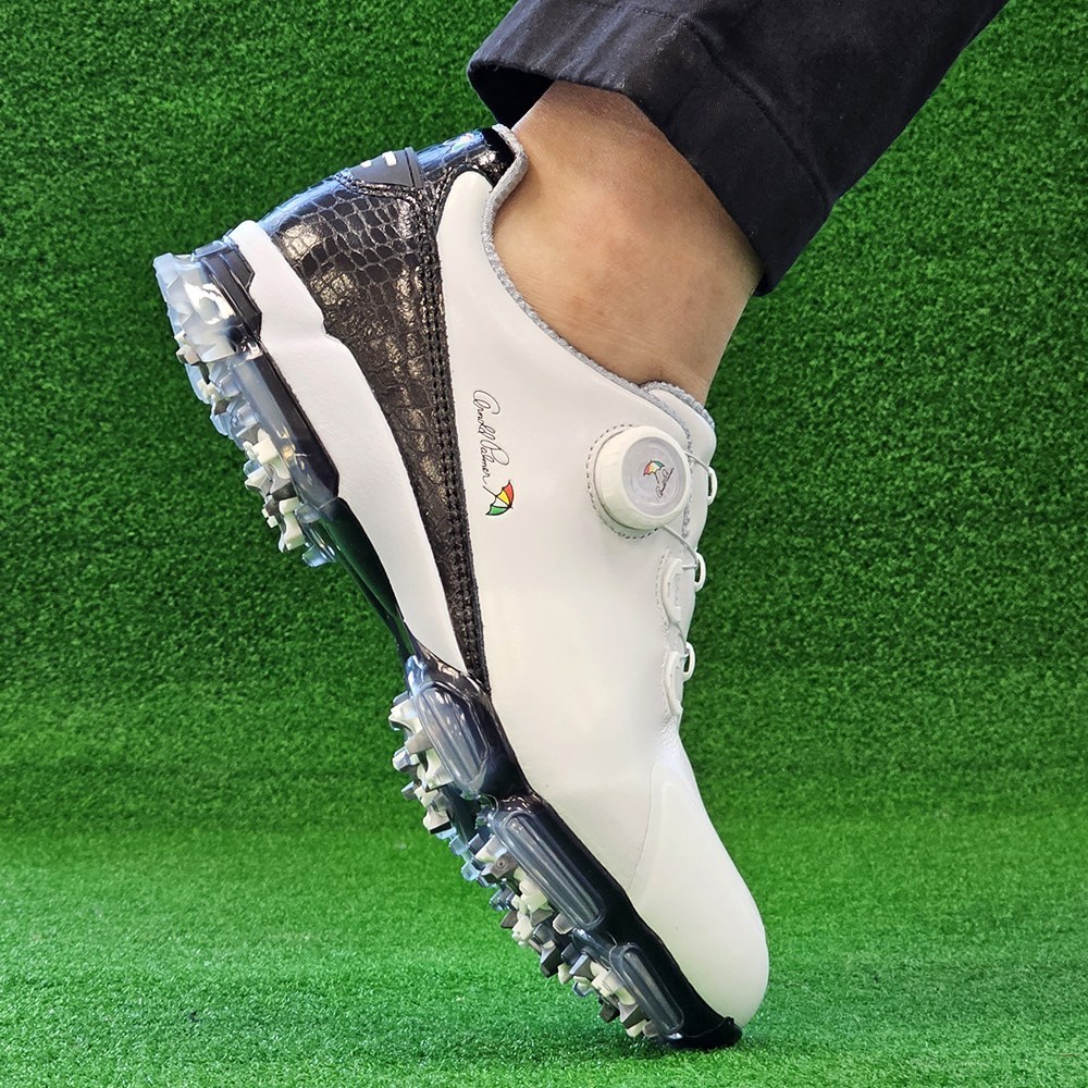 아놀드파마 남자 소가죽 고어텍스 다이얼 방수 골프화 스파이크 라운딩 필드용 국산 천연 가죽 보아 골프 신발 119,500원