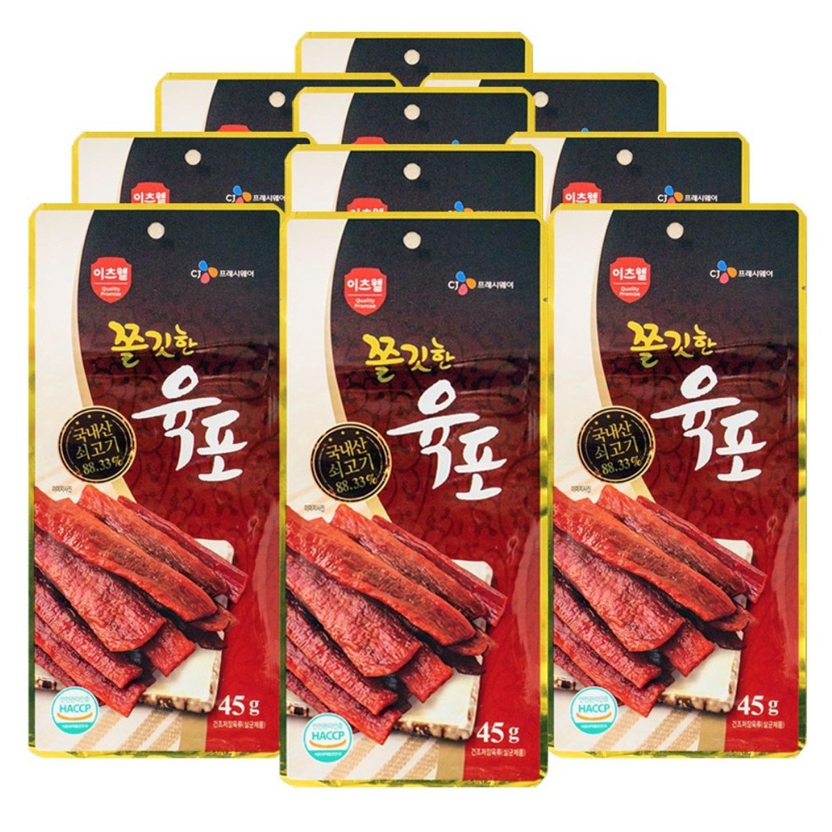 CJ 더 쫄깃한 소고기 육포, 45g, 10개 36,900원
