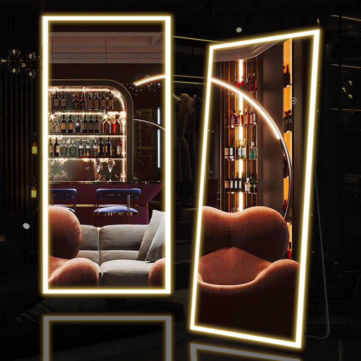 Brendayia LED 전신거울 1650x600mm 초대형 사이즈 전신거울 벽걸이 현관거울 스탠드 전신거울 침실 욕실 거실 탈의실 139,900원