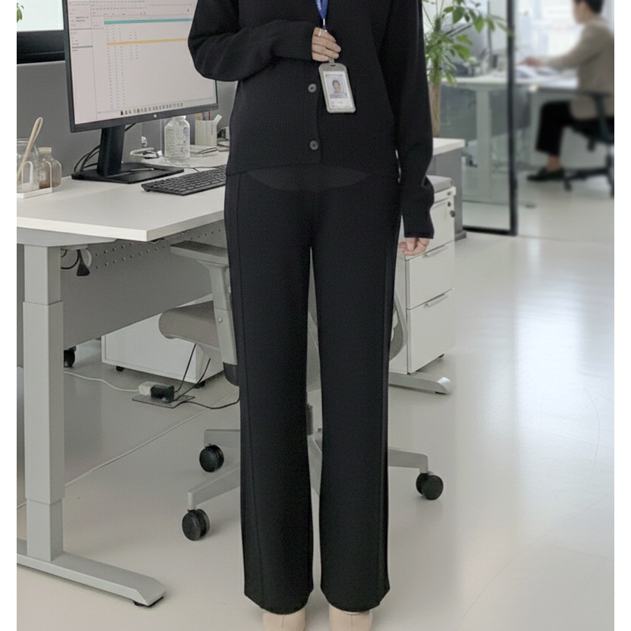 [당일출고] 수엠W 임산부 일반/기모 와이드팬츠 복대형 밴딩 임부 슬랙스 B068 소프트팬츠, 현재가 29,900원