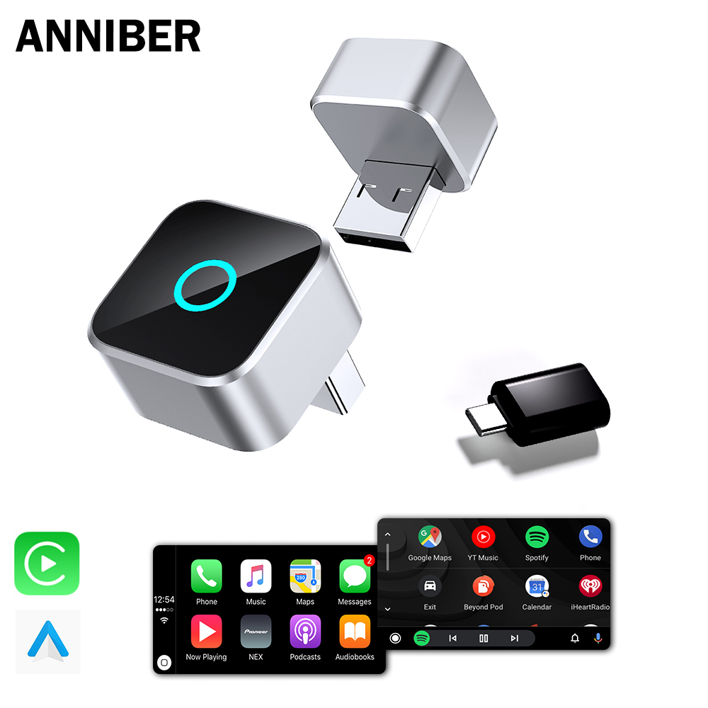 [1년 품질 보증]ANNIBER 초미니 무선 애플 카플레이 안드로이드 오토 2in1 스마트 차량용 무선 카플레이 미러링 동글 28,900원
