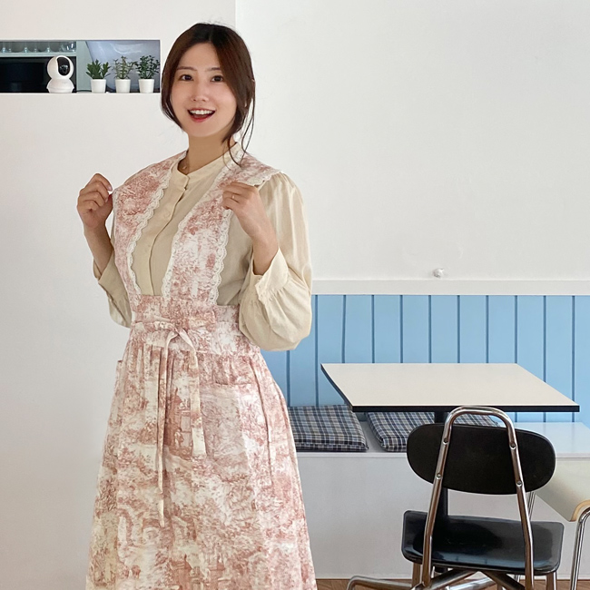 뜨왈 프릴 끈 원피스 앞치마 플로리스트 어린이집 공방 카페 장금이 에이프런, 레드, 1개 39,000원