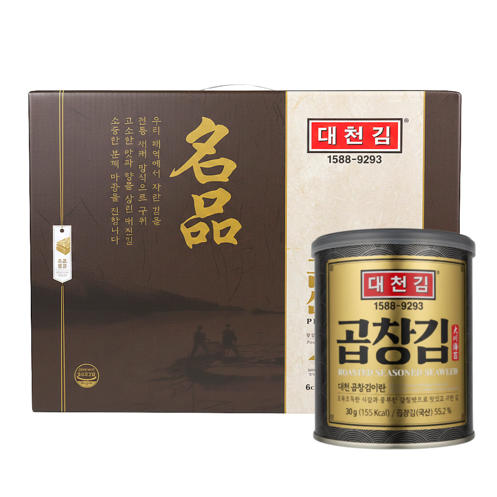 대천김 명품 곱창김 구운 조미김 캔김 6캔 선물세트 34,900원