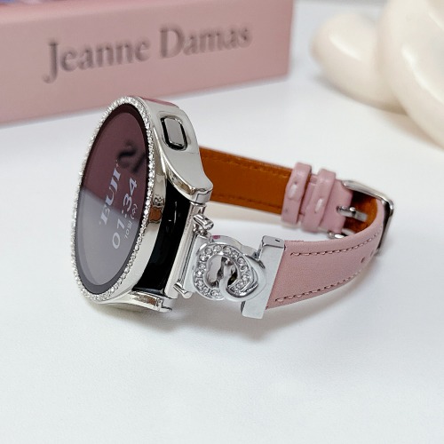 이유지 하트커넥터 갤럭시워치 큐빅 가죽 스트랩 8 7 6 5 4 시계줄 여성용 액티브 클래식 FE 핑크스트랩 줄질, 블랙 26,900원