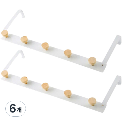 마벨인홈 간편설치 무타공 원목 도어행거 걸이 후크, 화이트, 6개 47,100원