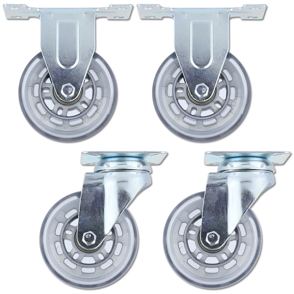 무소음 바퀴 우레탄 카트 구루마 수레 대차 캐스터 인라인 고정형 회전형 3인치 4개, 고정형2+회전형2 16,910원