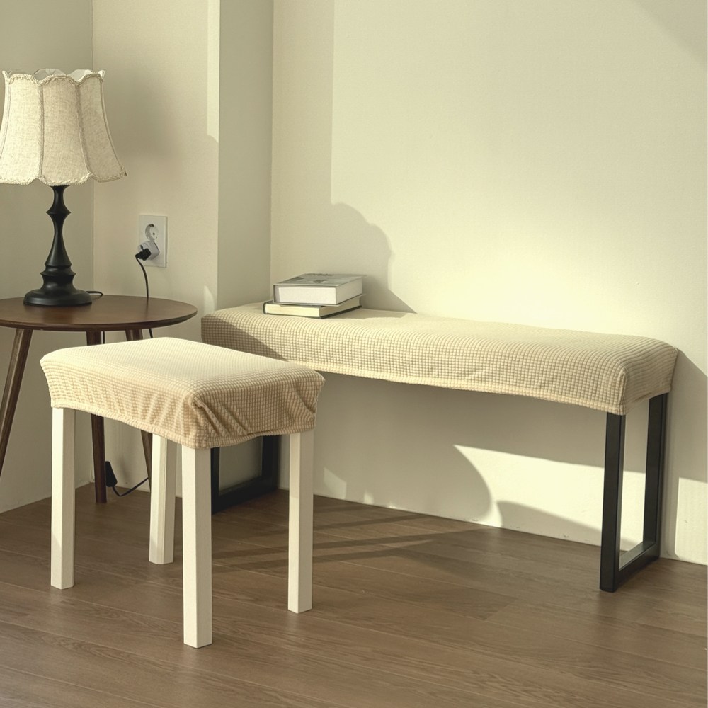 커버무드 심플 와플 벤치형 식탁의자 커버, 베이지, 1개 17,500원