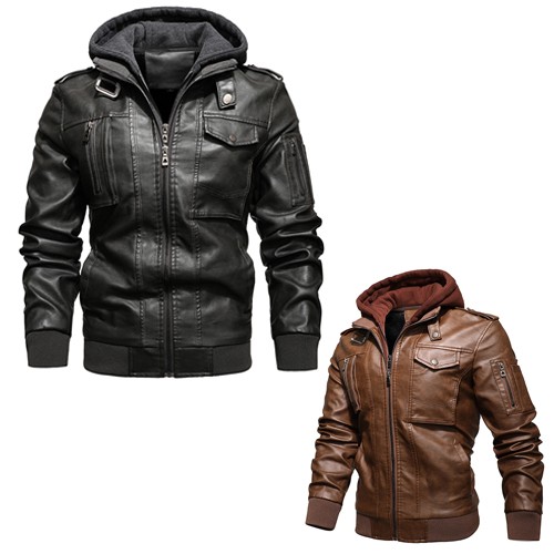 기사미 라이더스타일 PU가죽자켓 후드탈부착 내피 얇은기모 CJ00236 블랙/브라운 2종 84,000원